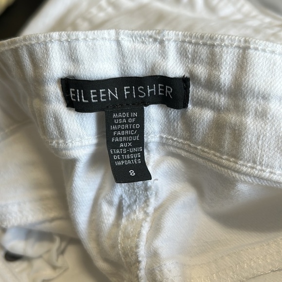 Eileen Fisher White Denim Skinny Organic Cotton Blend Straight Jean Sz 8 - Picture 9 of 13